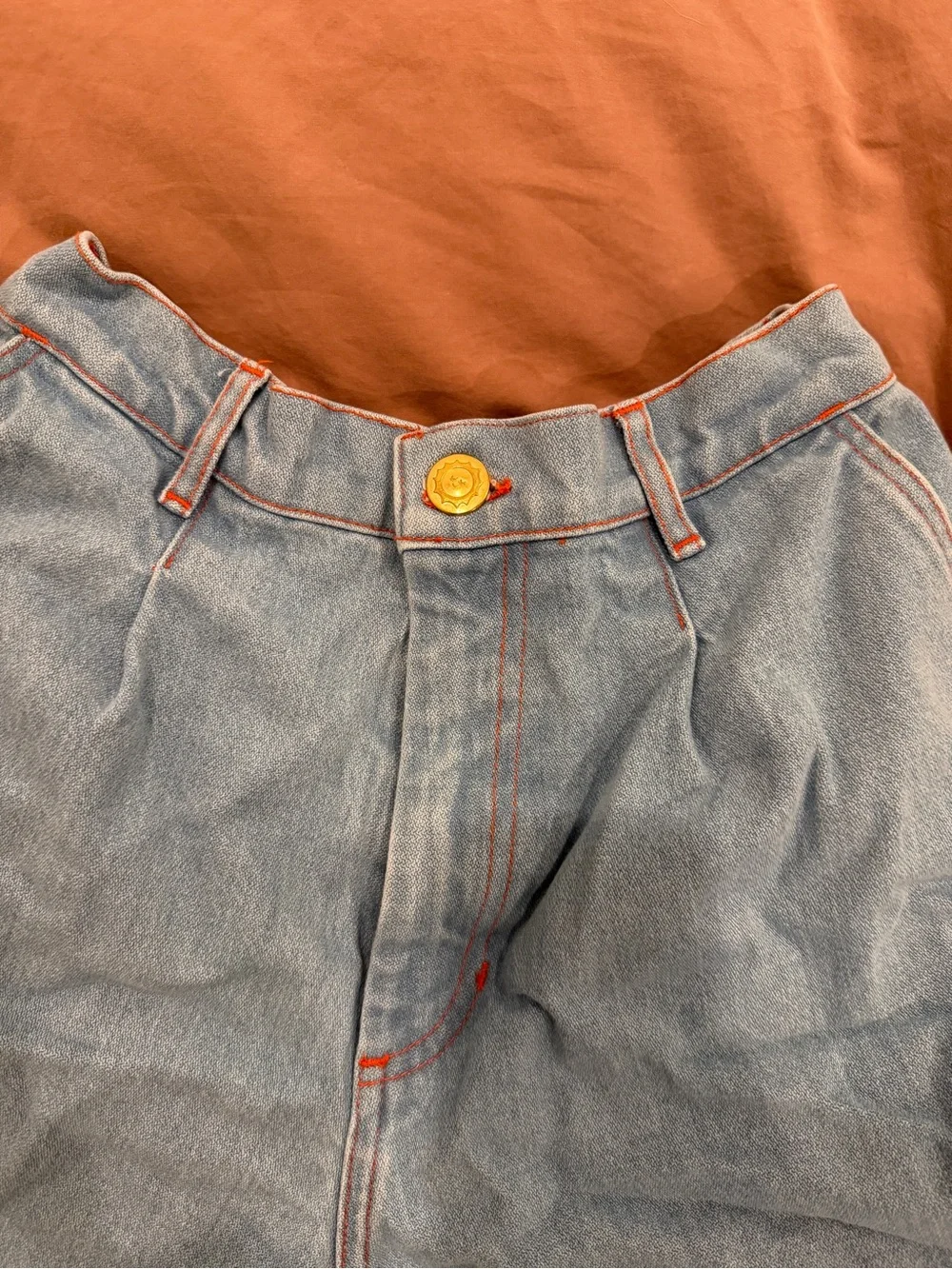 Big Bud Press Denim Trouser Shorts Light Blue Denim High-Waist